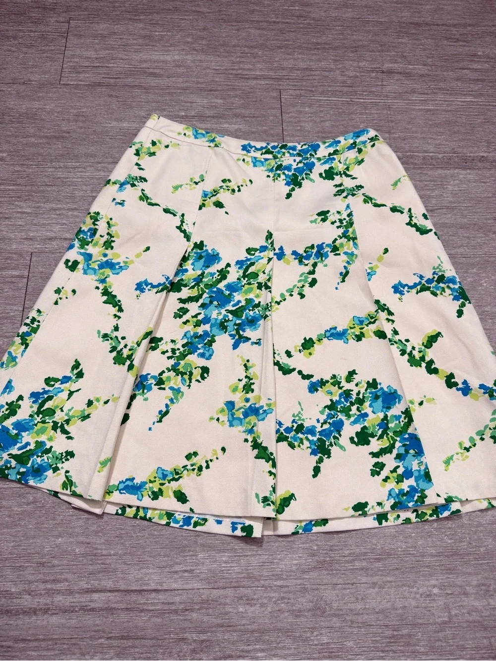 Ann‎ Taylor Petite Blue Green Floral A-Line Mini Skirt Preppy Spring 4P